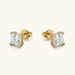 March Solitaire Gold Earrings