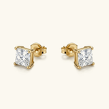 March Solitaire Gold Earrings