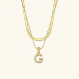 Fiona Layered Gold Initial Letter Necklace