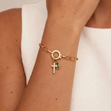 Annabella Birthstone Cross Bracelet