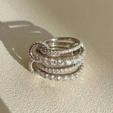 Hallie Stacked Diamond Silver Ring