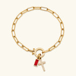 Annabella Birthstone Cross Bracelet
