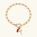 Annabella Birthstone Cross Bracelet