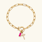 Annabella Birthstone Cross Bracelet