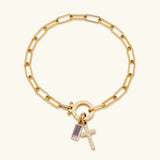 Annabella Birthstone Cross Bracelet