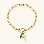 Annabella Birthstone Cross Bracelet