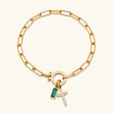 Annabella Birthstone Cross Bracelet
