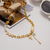 Zeraphine Diamond Pearl Gold Necklace