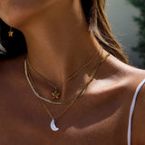 Cirra Sun & Moon Layered Gold Necklace