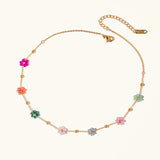 Azalea Floral Gold Necklace