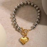 Alicia Chunky Bead Heart Bracelet