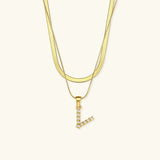 Fiona Layered Gold Initial Letter Necklace